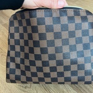 Large travel size makeup bag for makeup and toiletries, very flexible and soft